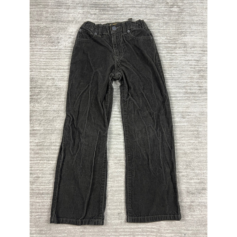 Old Navy Pants Boys 8 Slim Gray Corduroy Straight Leg Adjustable Waist Cotton